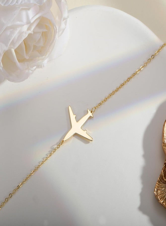 Kyerlyn Gold Necklace for Women, Dainty Airplane Sideways Necklace 14K Gold Plated Trendy Adjustable Chain Simple Cute Choker Everyday Jewelry Gifts - Image 5